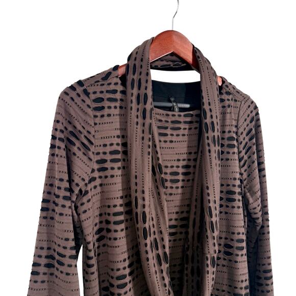 NEW NWT IC by Connie K Medium Brown Black Wearable Art to Wear Blouse Shirt Top - Picture 4 of 7